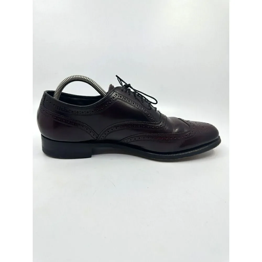 Florsheim Wingtip Oxford Mens 10 D Burgundy‎ Good Leather Brogue Made in USA