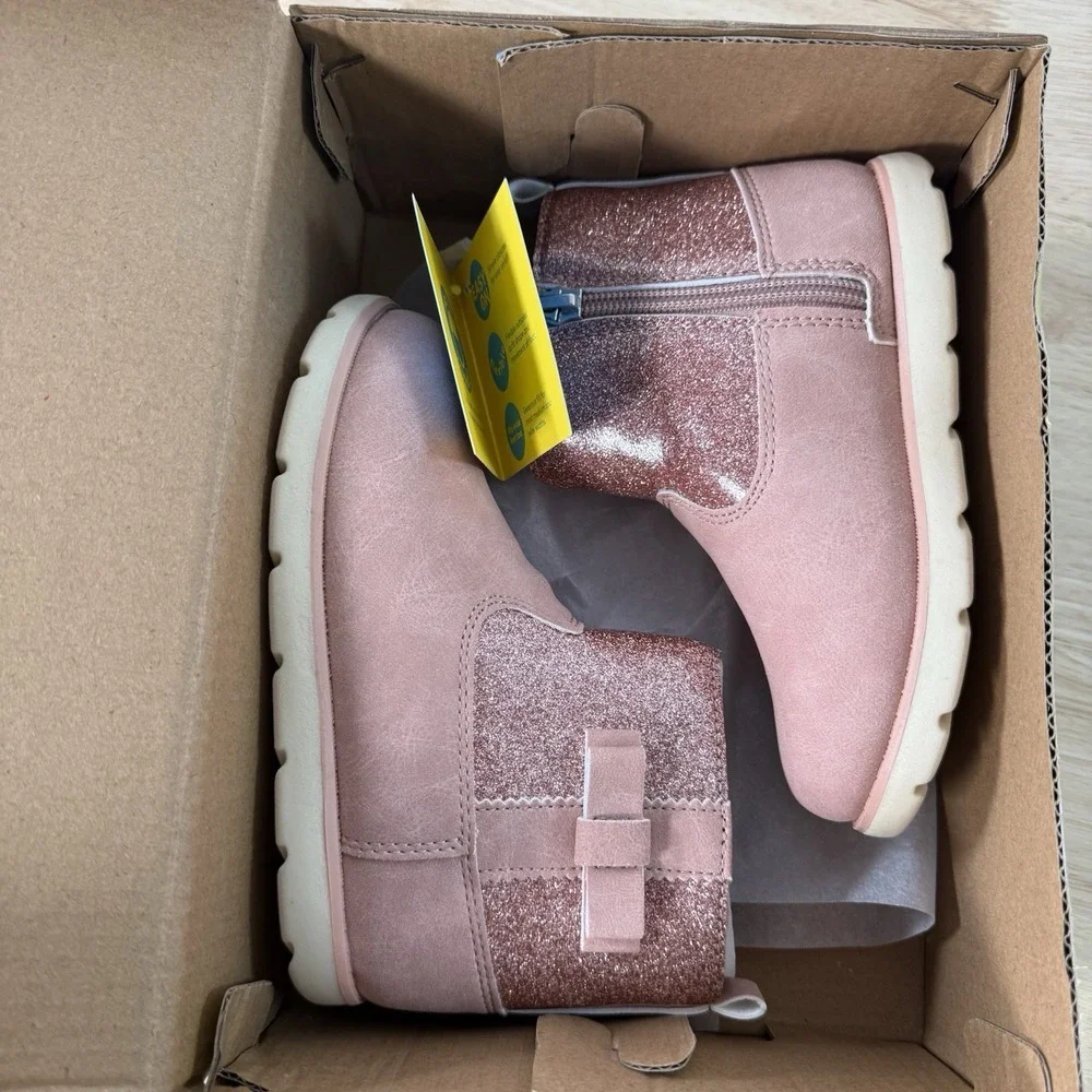 Munchkin Stride Rite Little Girl's Size 10M Avalon Pink Glitter Side-Zip Boots‎