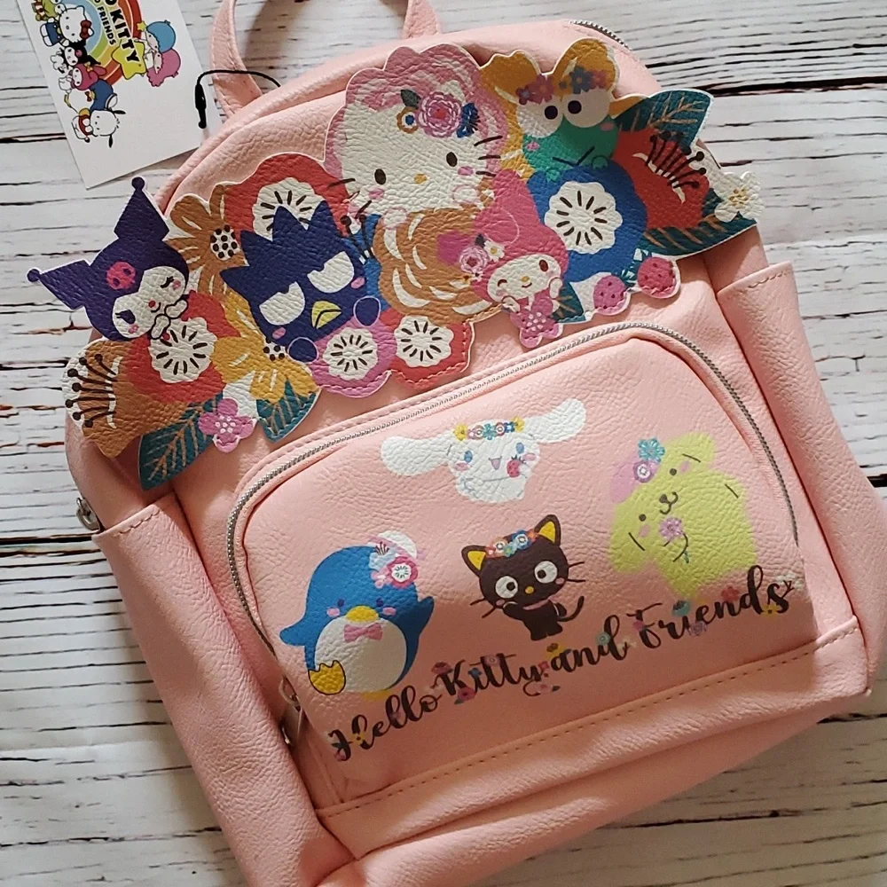 🆕️ CUTE SANRIO HELLO KITTY AND FRIENDS PINK FLORAL BACKPACK 💕