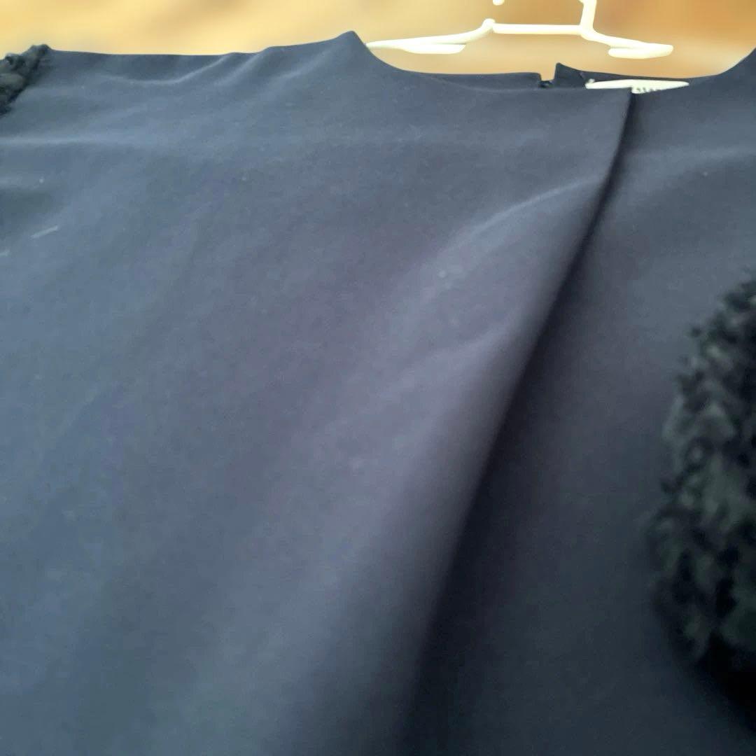 Beautiful condition, ABBEBE blouse, cut and sew, shirt, U-neck, navy, S