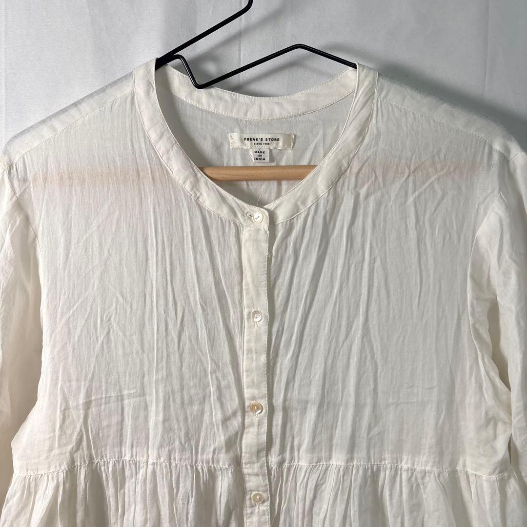 FREAK'S STORE Tiered Blouse, White, Cotton, 3/4 Sleeve