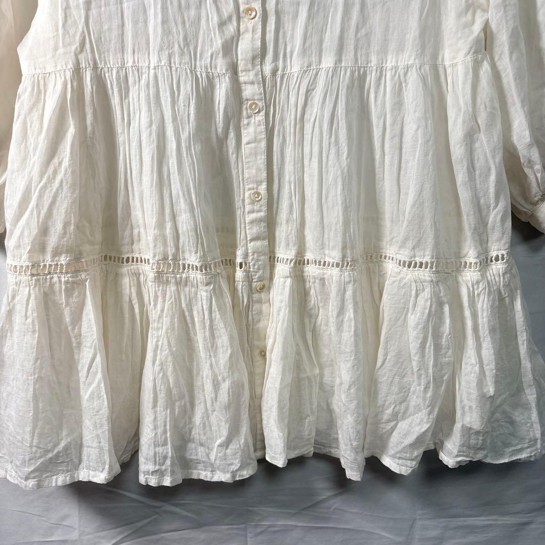 FREAK'S STORE Tiered Blouse, White, Cotton, 3/4 Sleeve