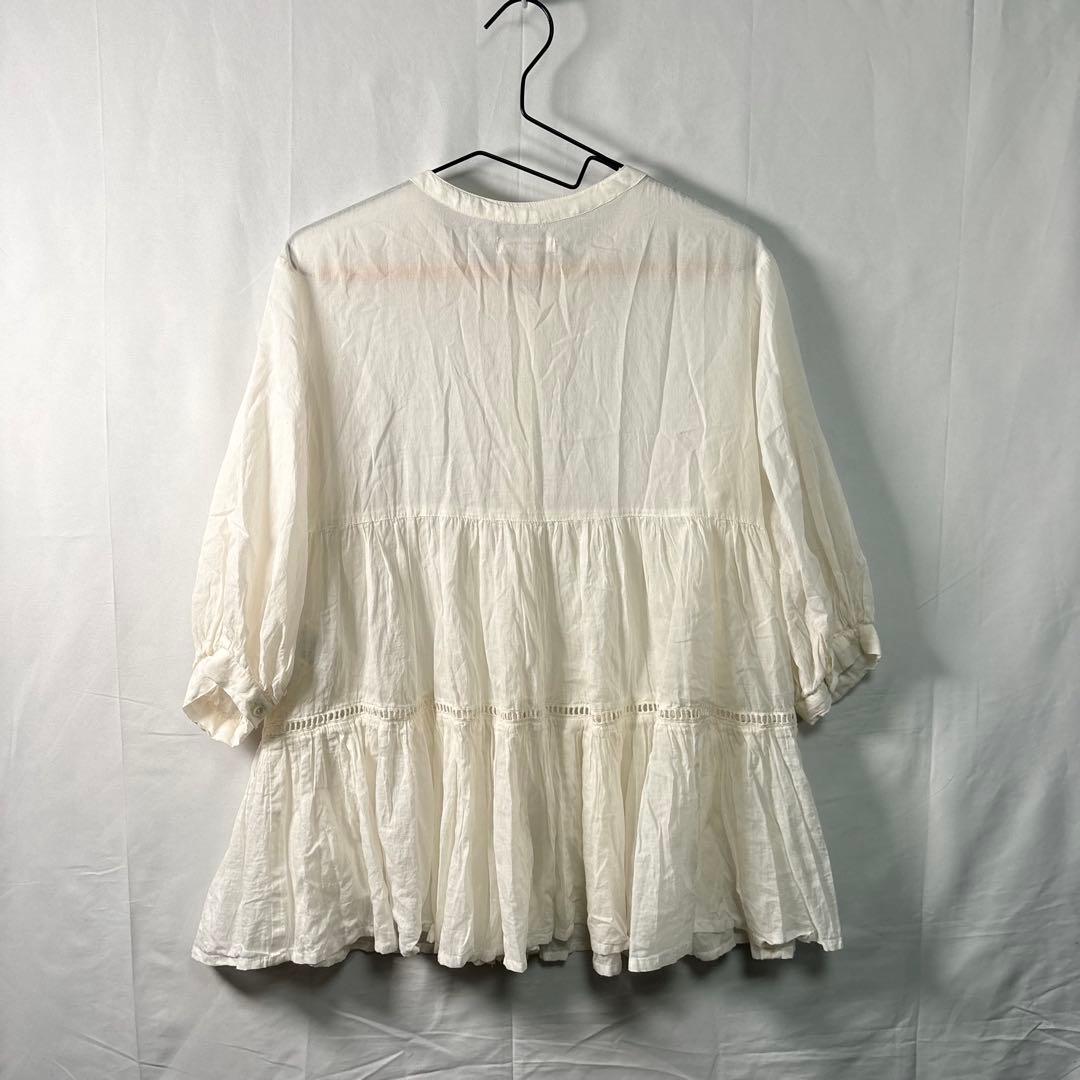 FREAK'S STORE Tiered Blouse, White, Cotton, 3/4 Sleeve