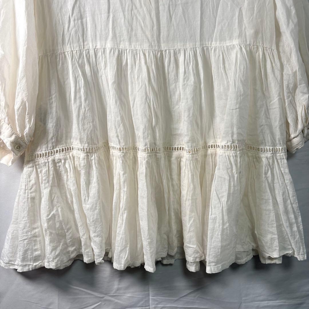 FREAK'S STORE Tiered Blouse, White, Cotton, 3/4 Sleeve