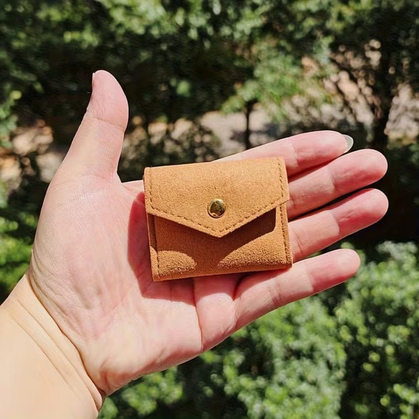 Jewelry Pouch, Portable Accessory Storage, Microfiber, Brown