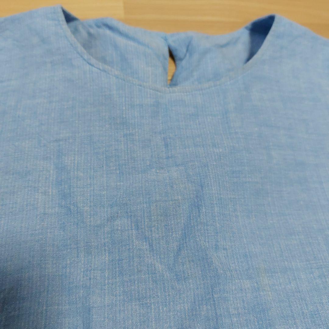 Light Blue Linen-Style Short-Sleeve Lightweight Jacket - Short Sleeve Ensemble Set - M