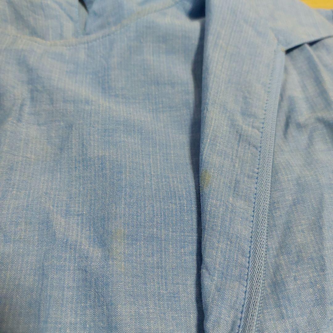 Light Blue Linen-Style Short-Sleeve Lightweight Jacket - Short Sleeve Ensemble Set - M