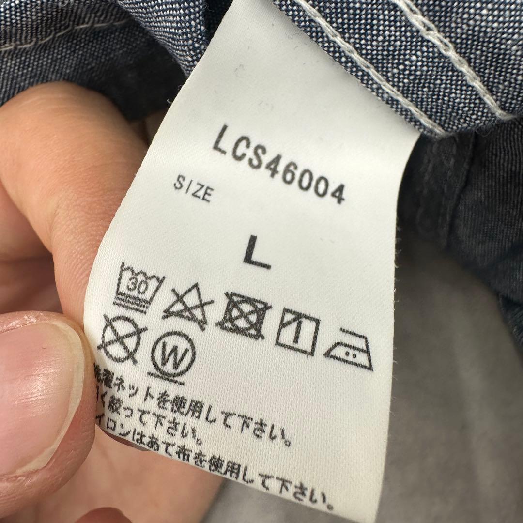 44. Lee 3/4 Sleeve Pocket Chambray Shirt, Gray, L