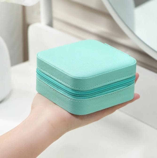 Jewelry Storage Box, Accessory Case, Compact, Blue, Travel Portable