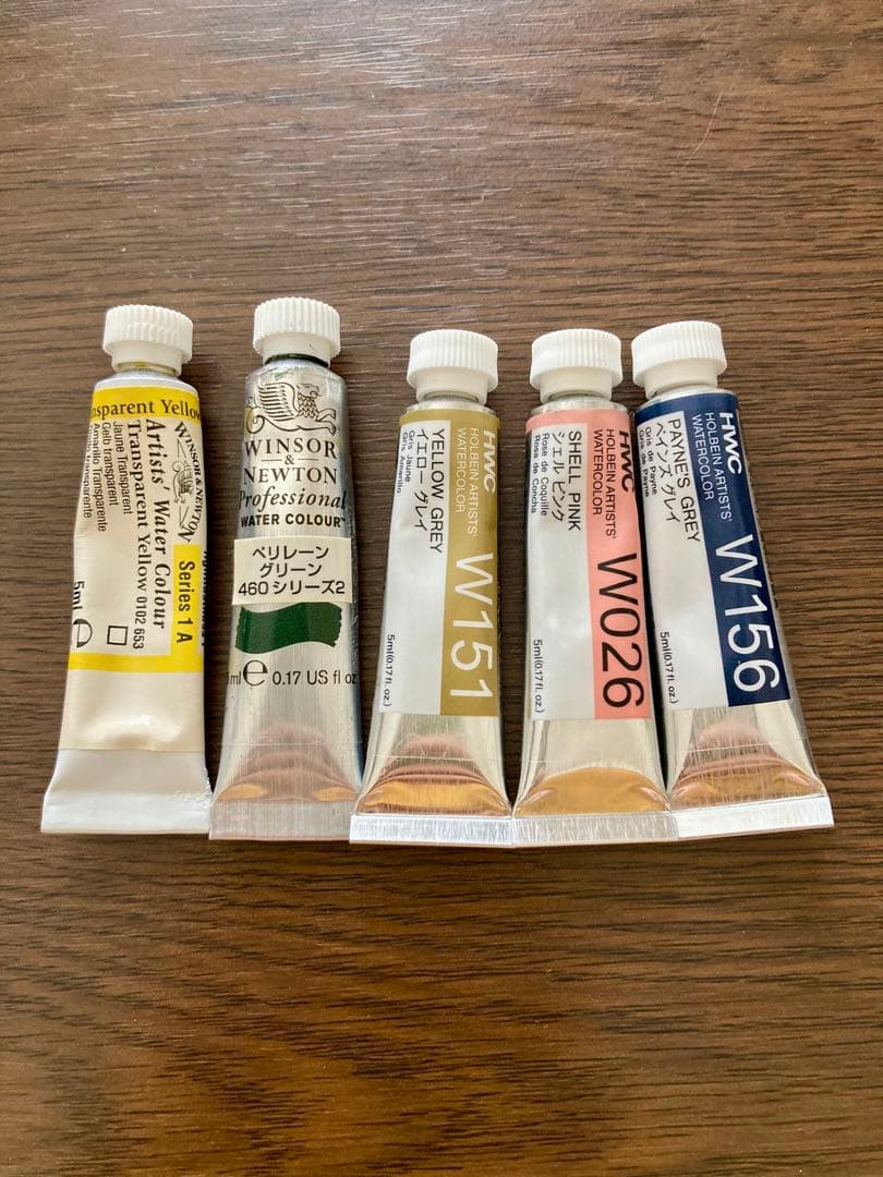 【Transparent Watercolor】W&N Holbein Transparent Watercolor Paint 5-Piece Set (Used)