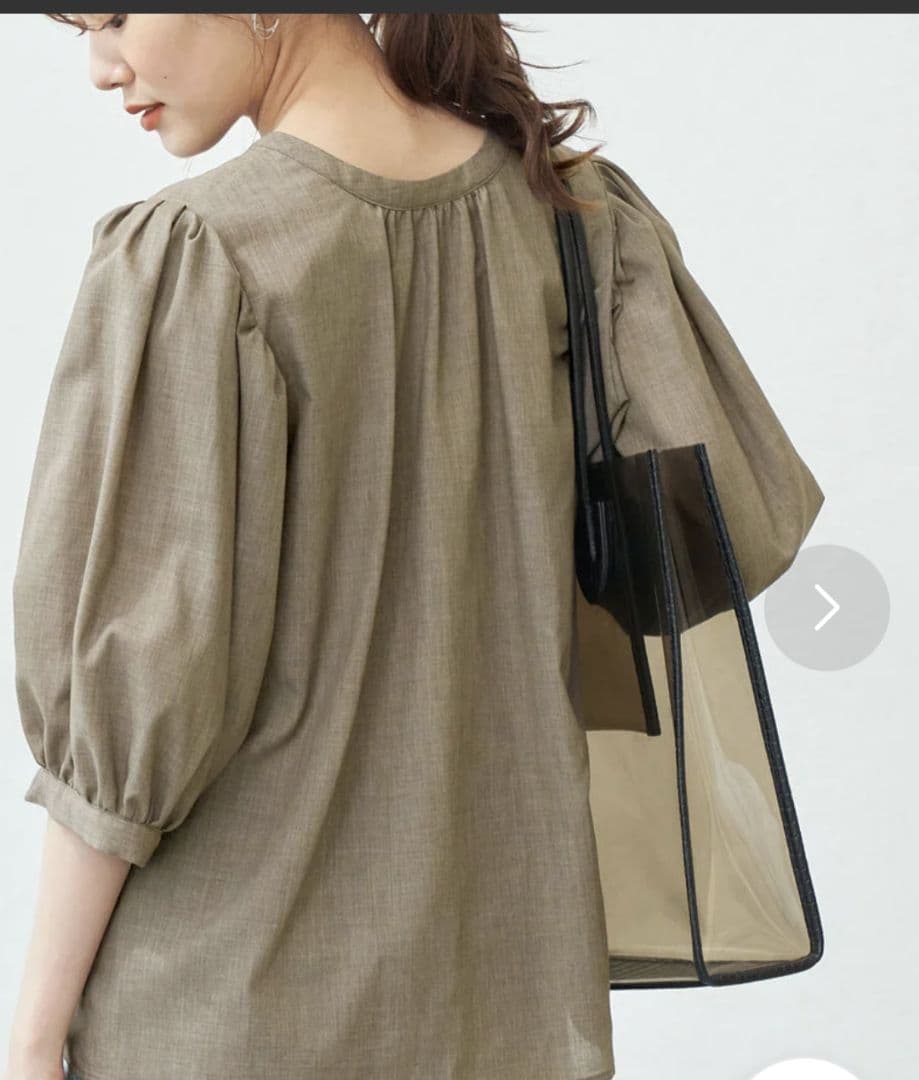 【2-Way】Sleeve Volume Lace-Up Blouse SIZE 38 (Khaki)